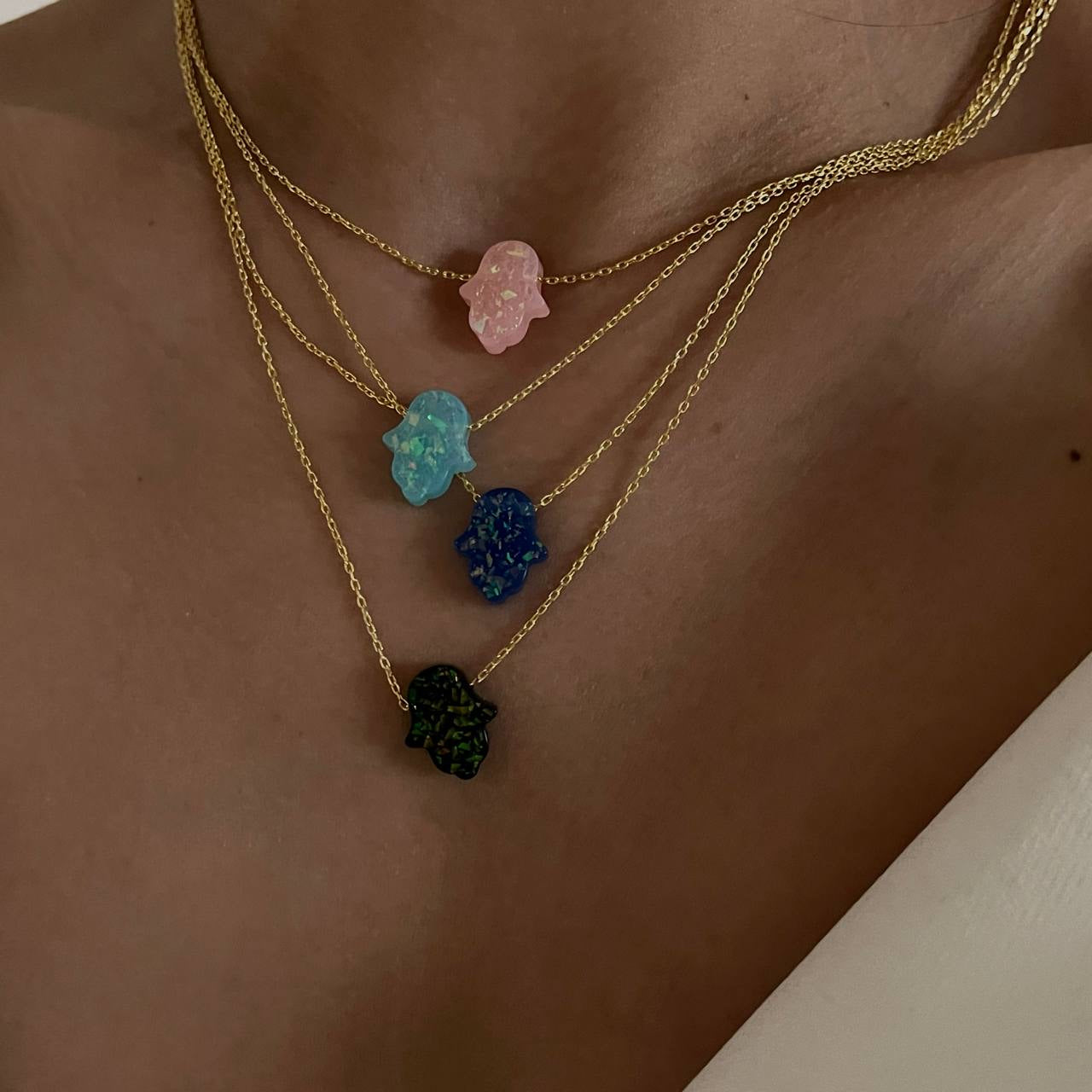 FATIMAS HAND KETTE TÜRKIS - 925 SILBER – Bild 3