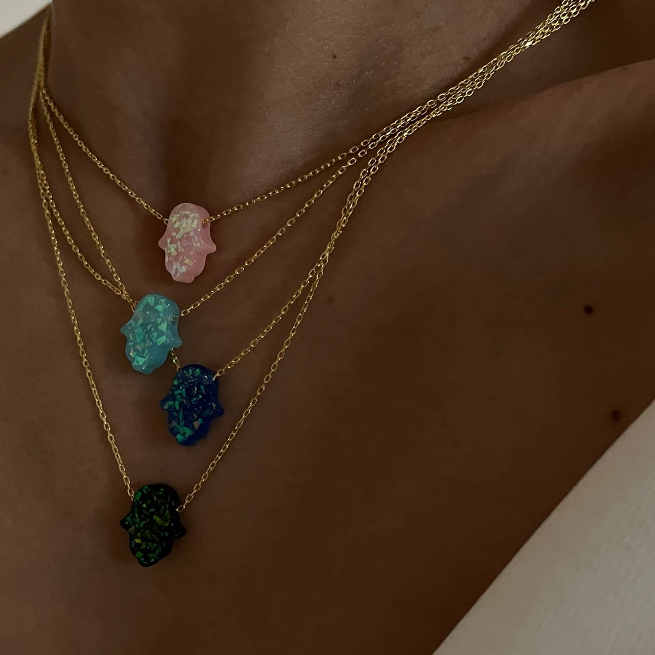 FATIMAS HAND KETTE TÜRKIS - 925 SILBER – Bild 4