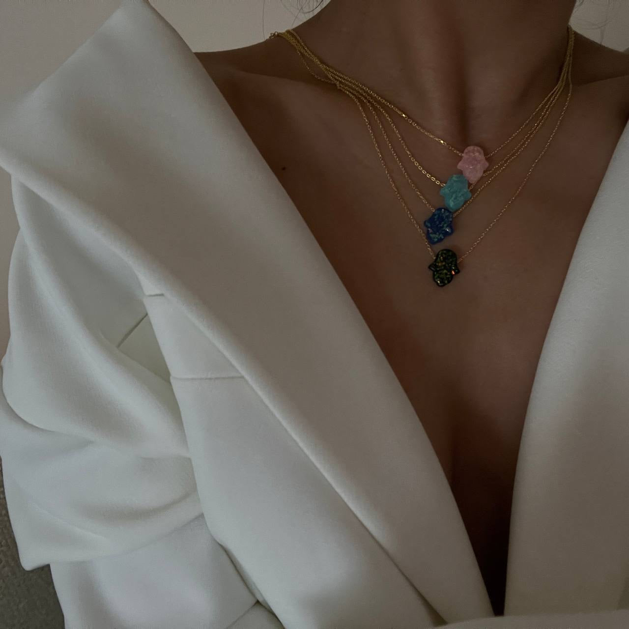 FATIMAS HAND KETTE TÜRKIS - 925 SILBER – Bild 5