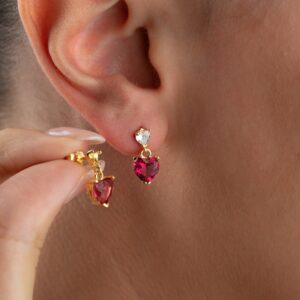 MINI RED HEART OHRRINGE | 925 SILBER