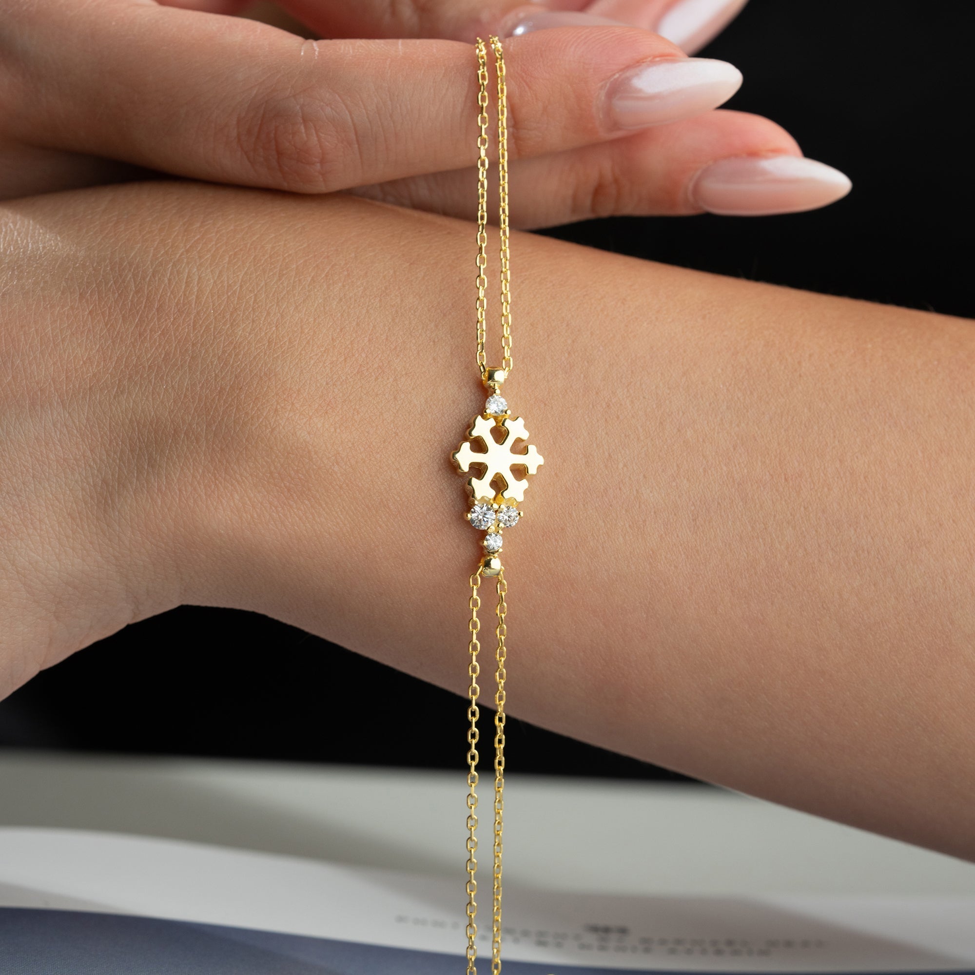 SCHNEEFLOCKE STONE ARMBAND | 925 SILBER – Bild 5