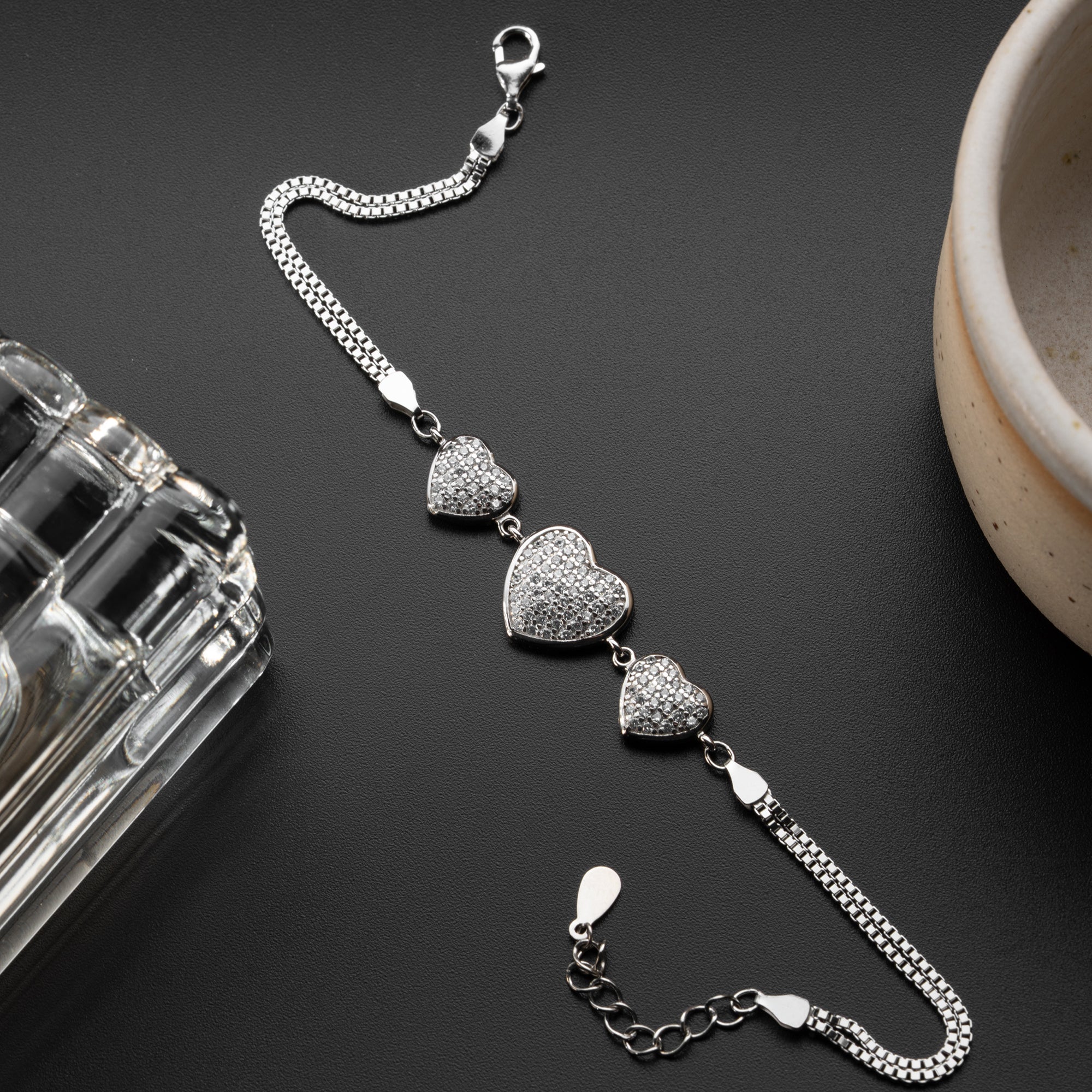 THREE HERZ ARMBAND | 925 SILBER – Bild 4