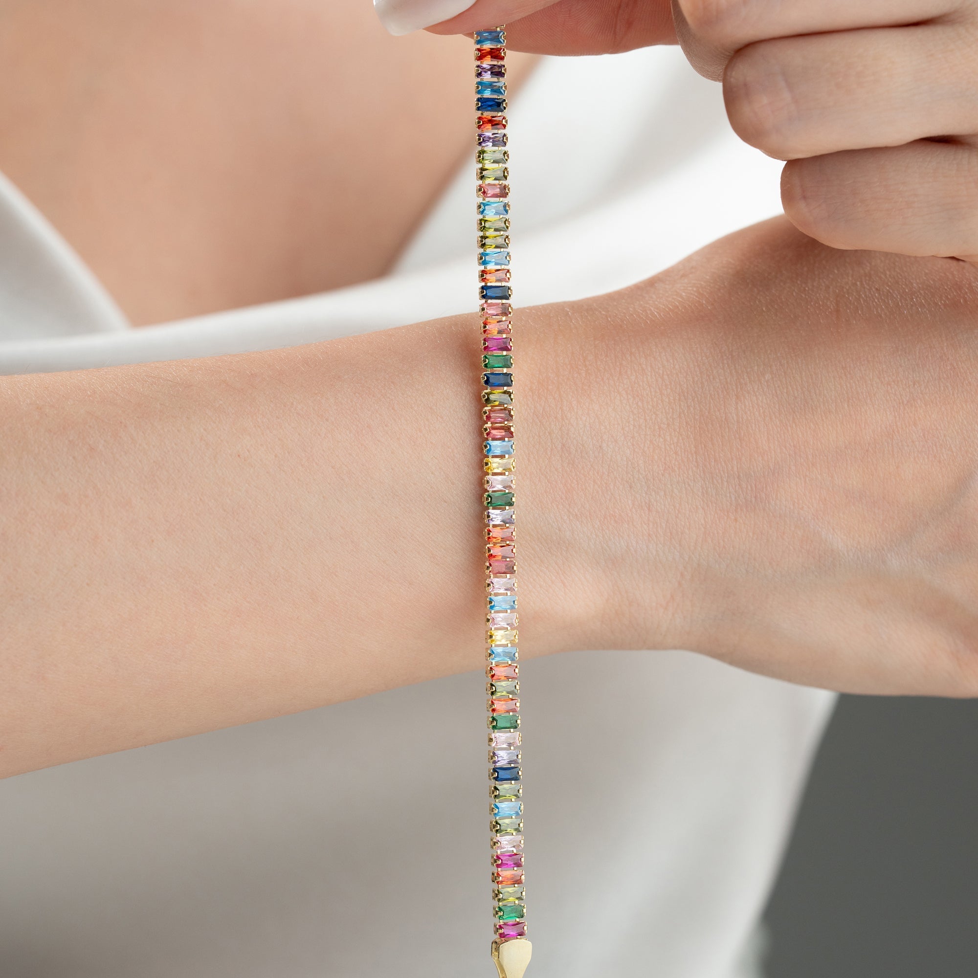 COLORFULL BAGUETTE ARMBAND | 925 SILBER – Bild 5