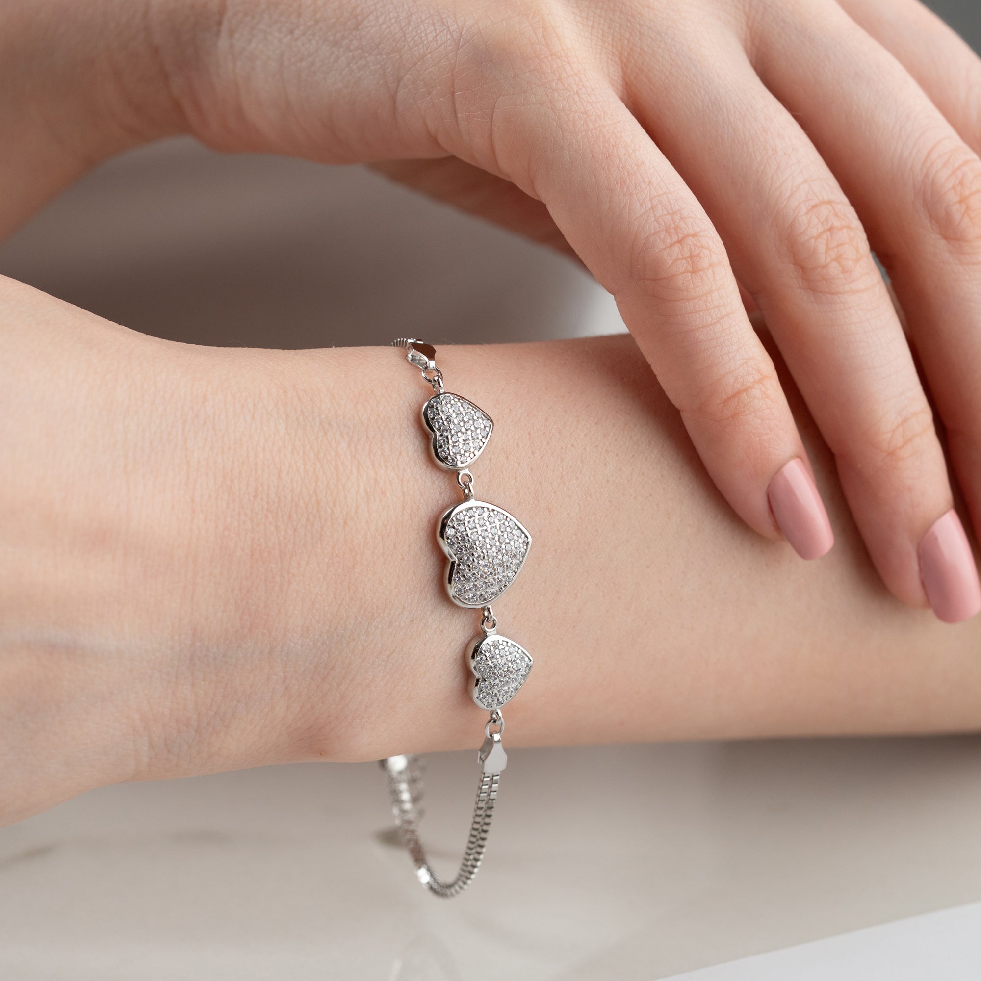 THREE HERZ ARMBAND | 925 SILBER – Bild 5