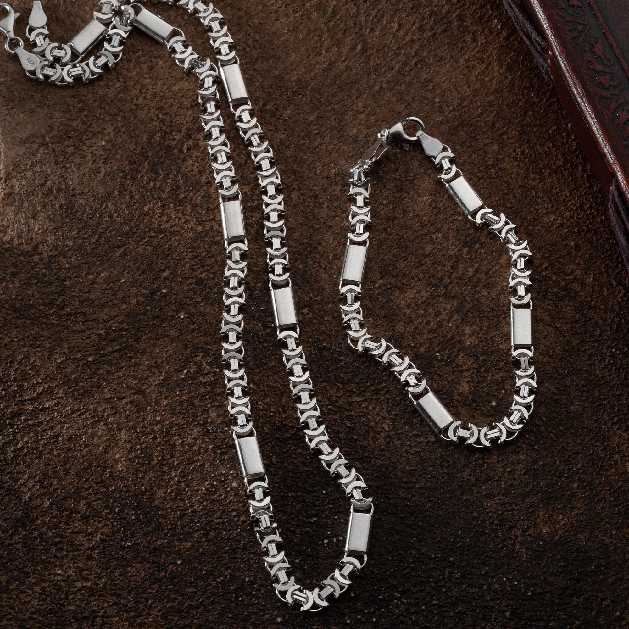 PLATTENKÖNIGSKETTE FLACH SET 6 MM | 925 SILBER