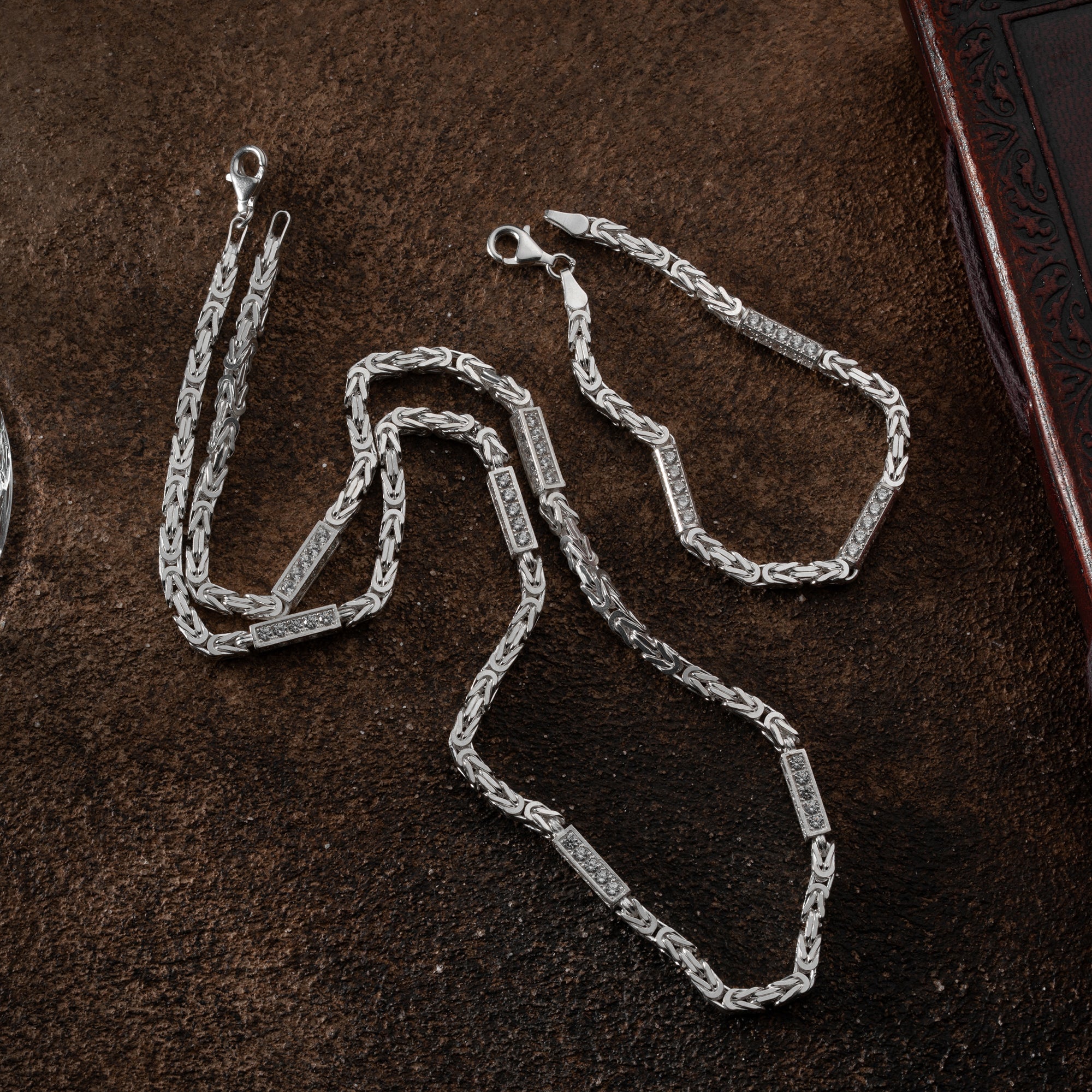 KÖNIGSKETTE MIT STRASSSTEIN 4 mm SET | 925 SILBER