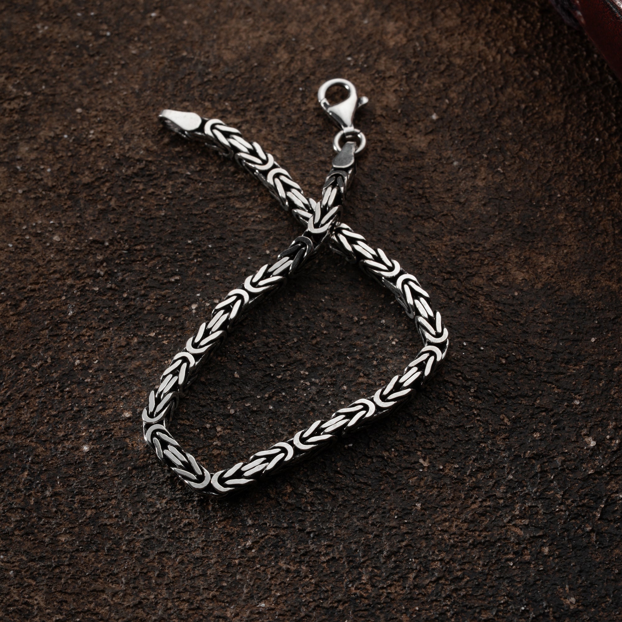 KÖNIGSARMBAND VIERKANT OXIDIERT 5MM | 925 SILBER