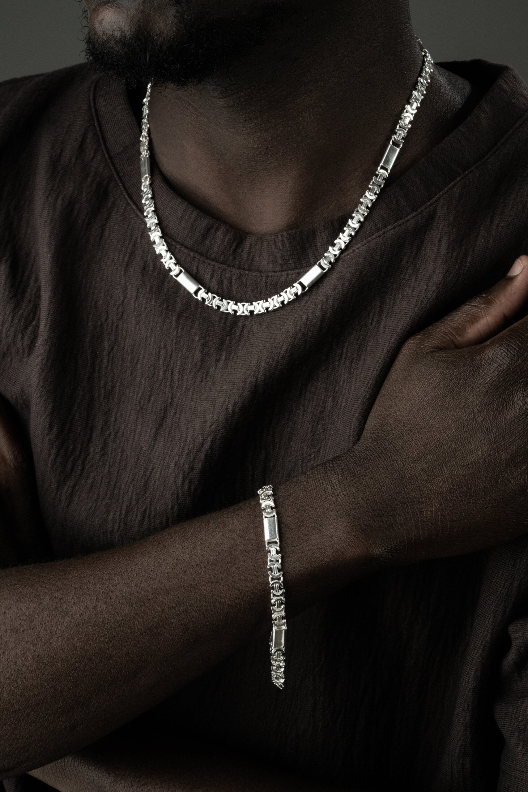 PLATTENKÖNIGSKETTE FLACH SET 6 MM | 925 SILBER – Bild 4