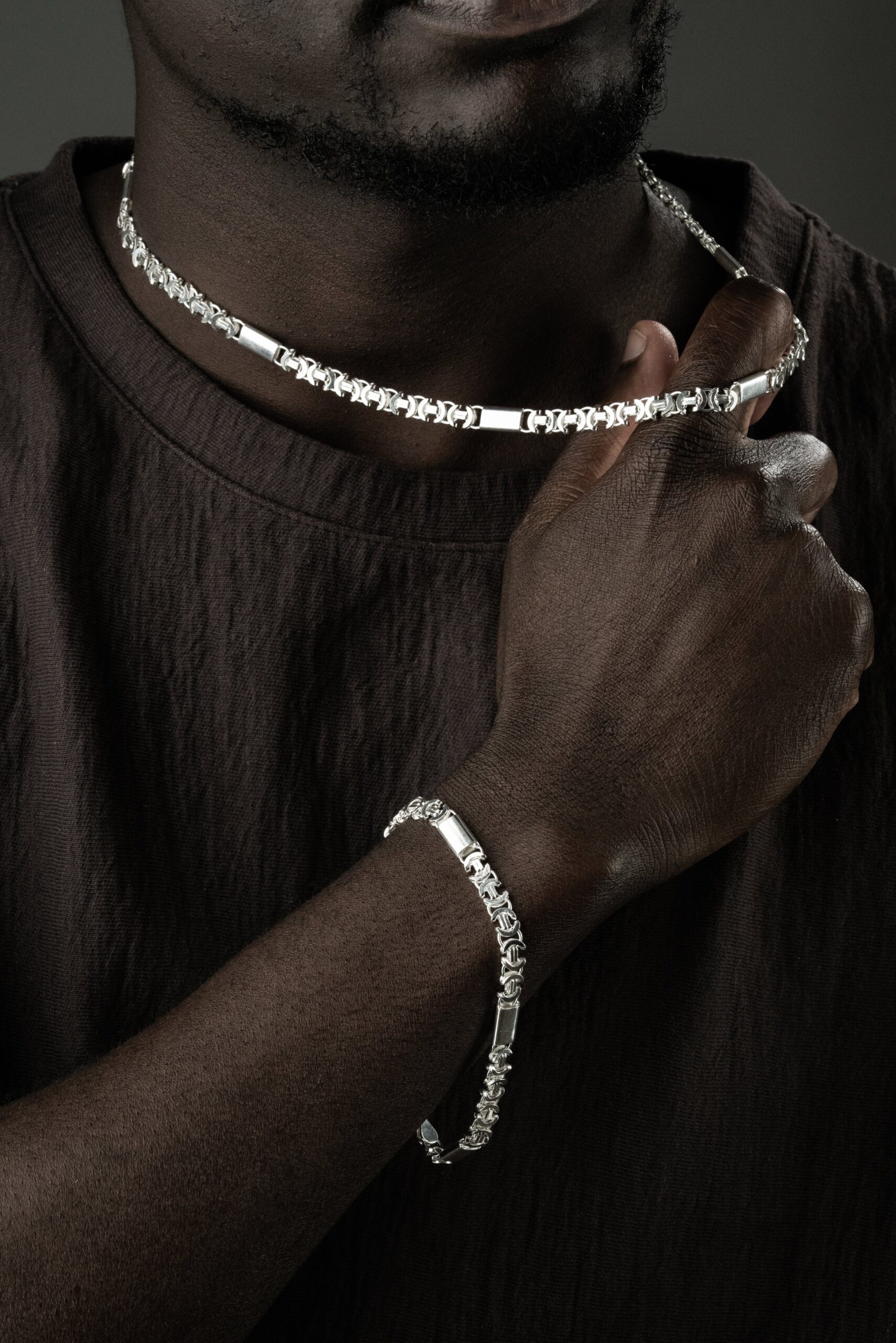 PLATTENKÖNIGSKETTE FLACH SET 6 MM | 925 SILBER – Bild 3