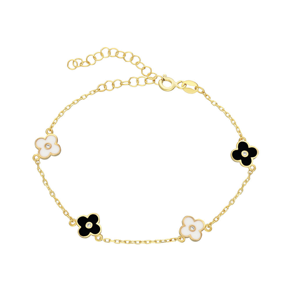 SCHWARZ&WEISS KLEEBLATT ARMKETTE | 925 SILBER