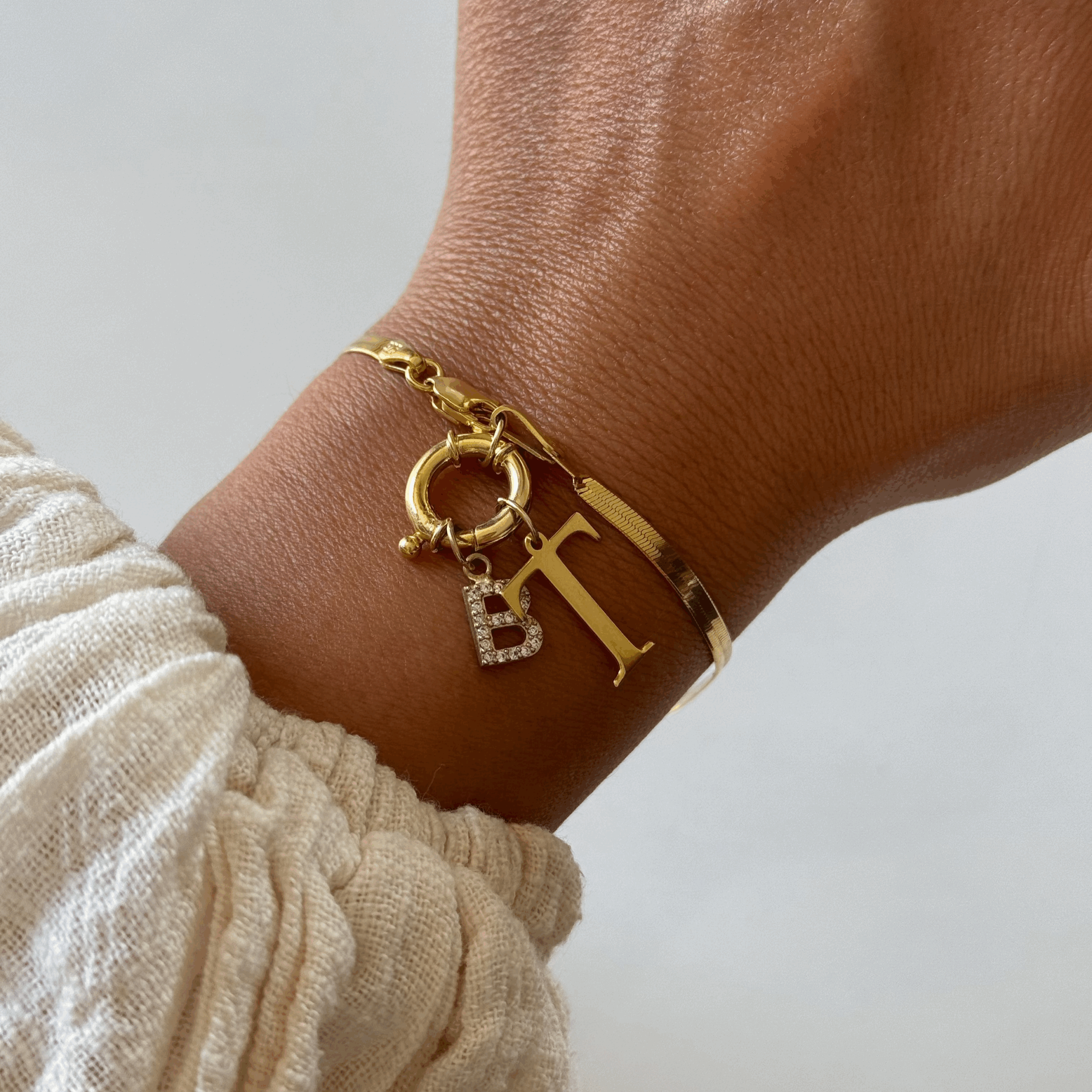 SNAKE DUO BUCHSTABEN ARMBAND | 925 SILBER