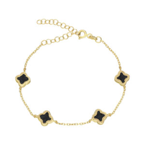 SCHWARZE  KLEE ARMKETTE | 925 SILBER