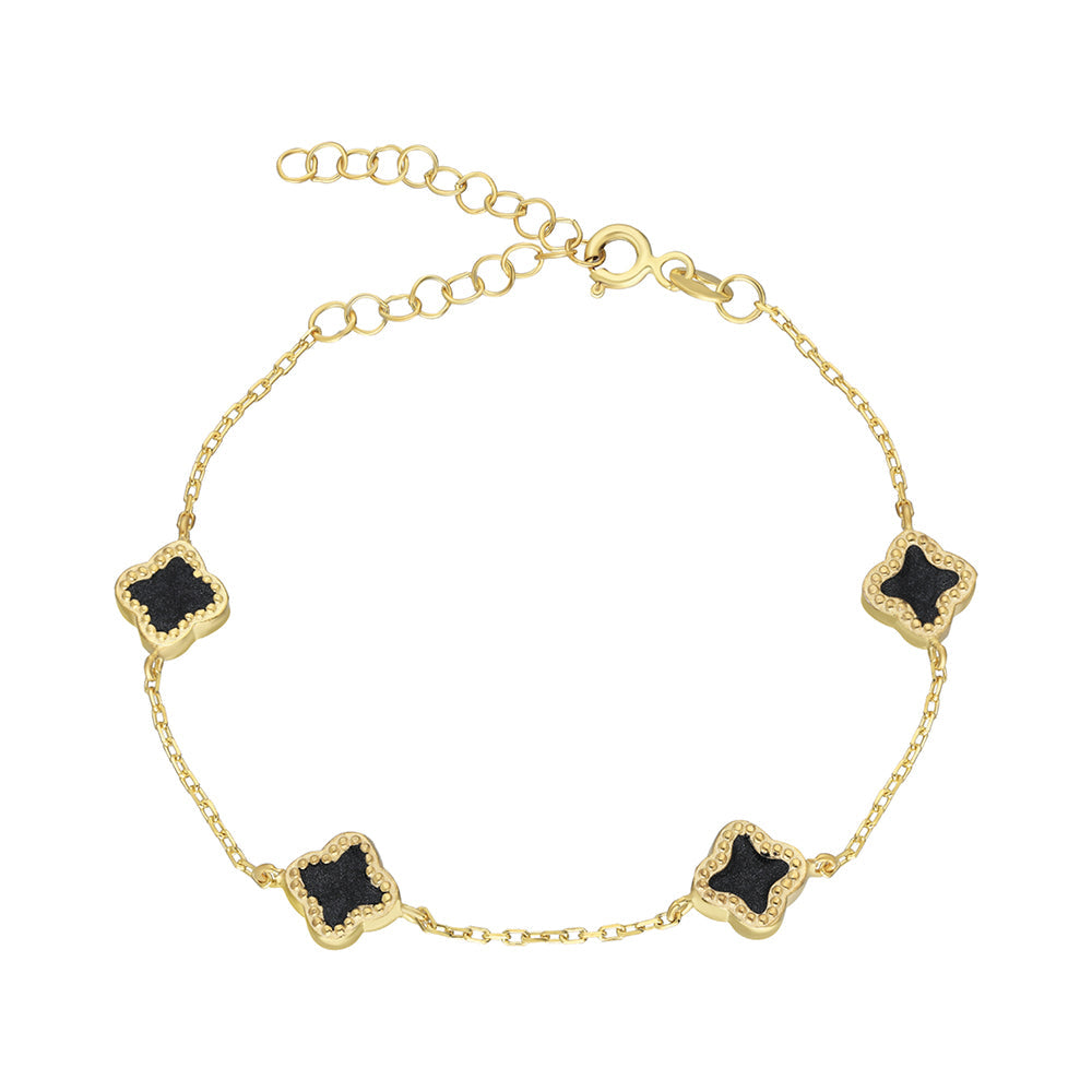 SCHWARZE  KLEE ARMKETTE | 925 SILBER